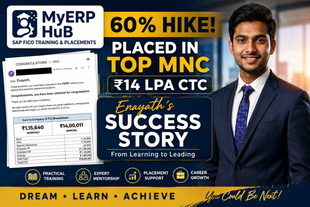 SAP FICO placement success story - Enayath gets 60% hike and ₹14 LPA CTC
